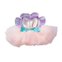 Bunny Ears Dog Dress Tulle Tutu Skirt Pet Dress with 3D Rabbit Ears Cute Bunny Dress for Dogs Cats Party Holiday Outfit S violetinė