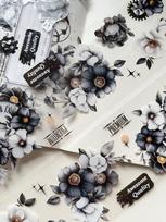 pet washi tape [Kalachakra Narrative] journal tape, light retro dark black and white flower versatile