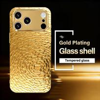 Golden ripples Exquisite luxurious High-end Phone Case Electroplated Glass PhoneCase for iPhone 17 16 15 14 13 12 11pm Pro Plus iPhone 17