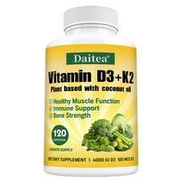 Vitamin D3 (4000 IU) + K2 100 Mcg Dietary Supplement, 120 Vegetable Capsules Per Bottle 120 Capsules