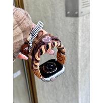 Heart-Shaped Puppy Hair Tie Strap for Apple Watch 2-10, S Series Fits: Apple 38/40/41mm smėlio rudos spalvos