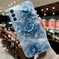 Flower blue Hot-selling Exquisite Beautiful  PhoneCase Glass PhoneCase for Samsung Galaxy S26 S25 S24 S23 S22 S21 FE Ultra Plus For Galaxy S26