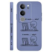 Work Stick Figure Phone Case For VIVO V50 V40 V30 V29 V29E V27 V27E V25 V25E V23 V23E V21 V20 Y20 Y12 Y21 Y22 Y50 Y35 Pro 4G 5G V29E šviesiai mėlyna spalva