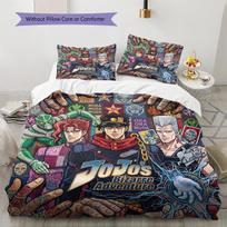 JoJo's Bizarre Adventure Patterned Pillowcase & Duvet Cover Set 3-Piece Anime Bedding Decor Great Gift for Fans YUN6516 135x200cm