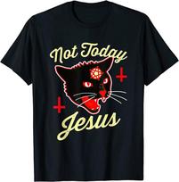 Not Today Jesus Cat Death Cross Vintage Unisex T-Shirt S įvairiaspalvis