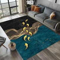 Carp Fish School Printed Carpet Chinese Abstract Golden Fish Carpet Living Room Bedroom Kitchen Entrance Non Slip Mat 40X60cm