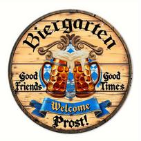 Mfoever Oktoberfest Biergarten Sign Wooden Oktoberfest Decoration with Beer Mugs Good Friends  Times Welcome Prost  Perfect for Home Garage or Man Cav