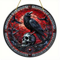 Mfoever  Crow Suncatcher x  Colorful Skull Art for Windows  Walls Perfect for All Seasons Porch  Garden Decor Ideal Gift Halloween Decorations