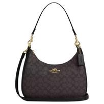 COACH Teri Signature 29 Logotipo Užtrauktuko Užsegimas Padengtas Drobės Crossbody Peties Rankinė Didelė Moteriška Juoda juoda