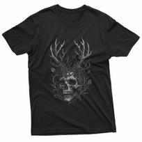 Skull Antlers Thorns Dark Goth Alt Gothic Nature Aesthetic T-Shirt S įvairiaspalvis