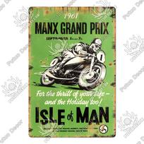Mfoever Tin Decor Vintage Racing Track Tin Sign Isle of Man TT Metal Poster Plaque Garage Plate Bar Club Man Cave Home Wall Decoration (as the picture,7.8x11.8inch)