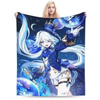 Furina Genshin Impact Cartoon Game4 Blanket  Travel Office Flannel Throw Blanket For Couch Chair Sofa Bed Soft Bedspread Gift 75x90cm