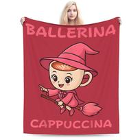 Super Soft Blanket Ballerina Cappuccino Italian Brainrot Meme Witch Throw Blanket  Flannel Bedspread For Couch Sofa Bed Cover 75x90cm