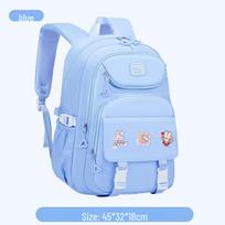 Didelės talpos kuprinė pradinių ir vidurinių mokyklų mokiniams, mergaitėms, 3-6-9 klasėms, su apkrovą mažinančiu dizainu tutorial bag + pencil case + 3 badges violetinė