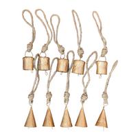 Vintažiniai auksiniai karvės varpeliai Kalėdų dekorui, 10 rankų darbo skardinių barškučių rinkinys „pasidaryk pats“ amatų projektams ir boho kaimo sodybos ornamentams