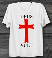 Deus Vult Catholic Religion Christian Crusader T Shirt  Unisex Men's  Ladies Top S