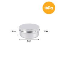 10 vnt./rinkinys 50/100 ml metalinės apvalios skardinės aliumininės tuščios sidabrinės skardinės su užsukamu dangteliu indeliai tepalui, prieskoniams, žvakėms, lūpdažiui, kosmetikai