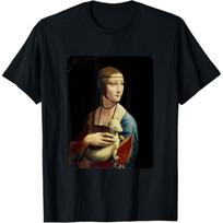The Lady with an Ermine by Leonardo da Vinci Classic Art T-Shirt S juoda