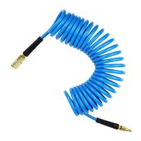 1/4in Polyurethane Recoil Air Hose Air Compressor Hose with Bend Restrictors & 1/4  Industrial Quick Coupler and Plug 1