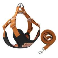 Anti-Escape Cat Chest Strap Vest Adjustable Dog Harness Dog Collar Harness  Outdoor Walking Travel XS smėlis