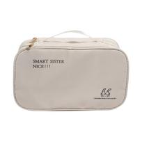Portable Travel Underwear Storage Bag Underwear Panties Socks Double Layer Large Capacity For Business Trip Luggage Separate Bag smėlis