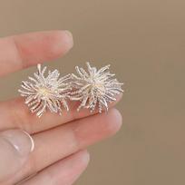 Autumn Winter Dandelion Studs Women's Light Luxury Senior Sense Retro Temperament Niche Unique Zirconia Earrings