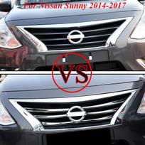 For Nissan Sunny N17 Versa 2014-2017 Car Front Mesh Grille Head Bumper Cover Trim Grille Sticker 6pcs/set ABS Chrome Accessories sidabras