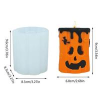 Silicone Ghost Face Pumpkin Candle Mold 3D Halloween Cylindrical Candle Silicone Mold Epoxy Resin Handmade Soap Mould Crafting