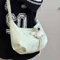 2026New Spring/Summer Sweet Star Dumpling Bag for Women Large capacity for studentsinsCasual and simple shoulder crossbody bag žalia