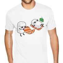 Salmon Sushi On Holiday Teeshirts Youth Guy Great Quality Tees Shirts Man Discount Brand Official Vintage Tee Shirt S įvairiaspalvis