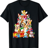 Funny Corgi Christmas Tree Lights Puppy Dog Lover T Shirt S įvairiaspalvis