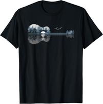 Acoustic Guitar Lake Music Guitarist Musician Men Women T-Shirt S įvairiaspalvis