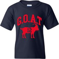 UGP Campus Apparel Goat Greatest of All Time New England Football Youth T Shirt S įvairiaspalvis