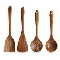 4-8pcs Natural Material Kitchen Utensils Set with Storage Bucket Kitchen Shovel Set  Salad Style A