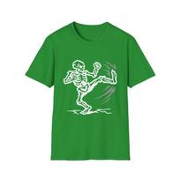 Unisex Softstyle T-Shirt Skeleton Karate Kick Fighting Halloween S įvairiaspalvis