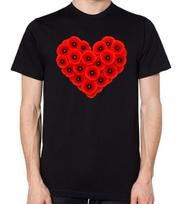 Poppy Flowers Love Heart Unisex T-Shirt Poppies Flower Tee Mens Ladies Top S įvairiaspalvis