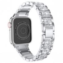 Compatible with Apple Watch 7/8/9: Luxury Full Diamond Metal Band with Three-Bead Design. 42/44/45/46/49mm auksas