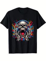 Screaming Skull W/ Headphones T-Shirt, Men's T-Shirt S įvairiaspalvis