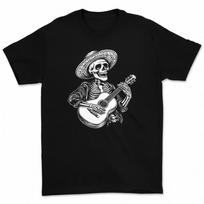 Skeleton Guitar Mexican Style Graphic Unisex Streetwear T-Shirt Tee S įvairiaspalvis
