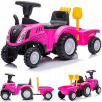 Jeździk Pchacz Chodzik Traktor Z Przyczepą New Holland Różowy