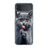 Phone Cover For Samsung Galaxy Z Flip 7 6 5 4 Case Transparent For Samsung Z Flip 3 Hard PC Foldable Cute British Shorthair Cat for Samsung Z Flip