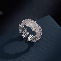 Light Luxury Super Flash Gypsy Open Ring, New High-end Micro-inlaid Index Finger Ring, Adjustable Exquisite Ring Ring Ring.
