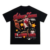 Stylish Black Cotton T-Shirt with Iconic LeBron James Cavaliers Era Retro Vintage Tribute Graphic Print Women And Men T-shirts 4XL