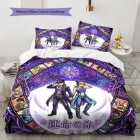 JoJo's Bizarre Adventure Patterned Pillowcase & Duvet Cover Set 3-Piece Anime Bedding Decor Great Gift for Fans YUN6516 135x200cm