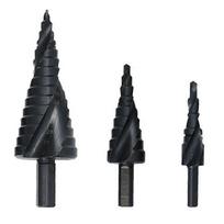 Black spiral flute pagoda drill bit (three-piece set-bag)