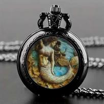 Flip pocket watch classic small hanging watch perfect gift exquisite pocket watch mermaid angel god pocket watch fashionable