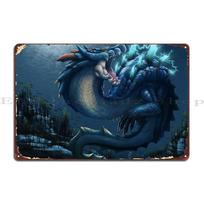 Mfoever  Lagiacrus Monster Hunter Tri Metal Plaque Poster Rusty Plaques Printing Wall Custom Wall Mural Tin Sign Poster 20x30cm（7.8x11.8inch）