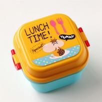 Cartoon Healthy Plastic Lunch Box Microwave Oven Lunch Bento Boxes Kid Lunchbox one size geltona