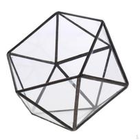 Clear Geometric Jewelry Box Greenhouse er Candle Holder - Black, 15 15cm