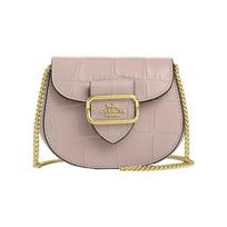 COACH Morgan Detachable chain strap with snap closure Crocodile embossed leather Shoulder crossbody card holder Women's gray birch gray birch pilka spalva